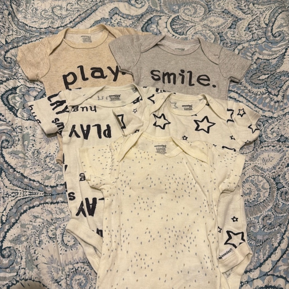 5pcs Onesies Brand unisex 5-pack Short Sleeve Mix & Match Bodysuits Size 0-3 mon